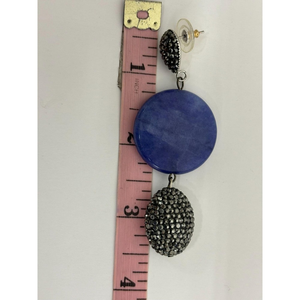 Lapis Lazuli & Druzy Crystal Earrings Handmade Blue Stone Dangle Gift for Her OS